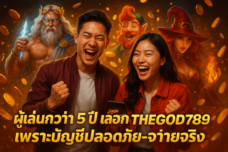 ผู้เล่นกว่า 5 ปี เลือก THEGOD789 เพราะบัญชีปลอดภัย-จ่ายจริง